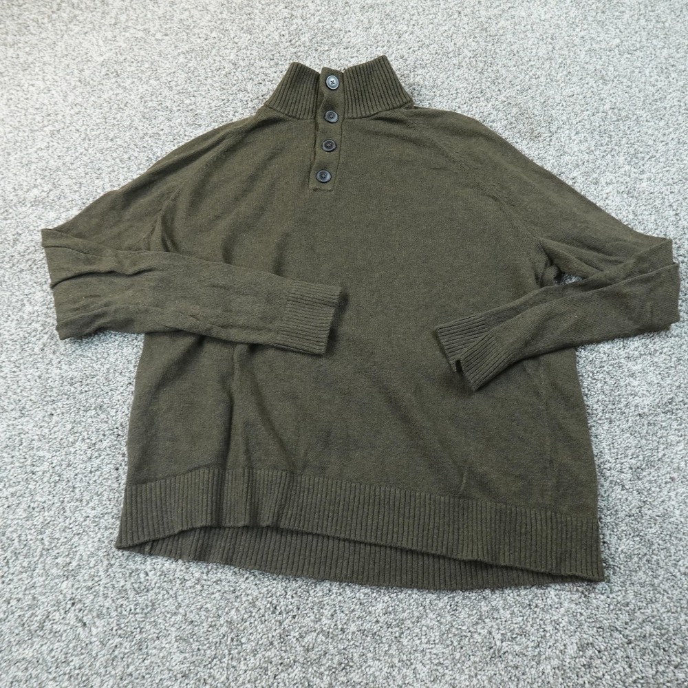 Banana Republic Sweater Mens XL Brown Henley Mock Neck Knit Pullover Wool Blend